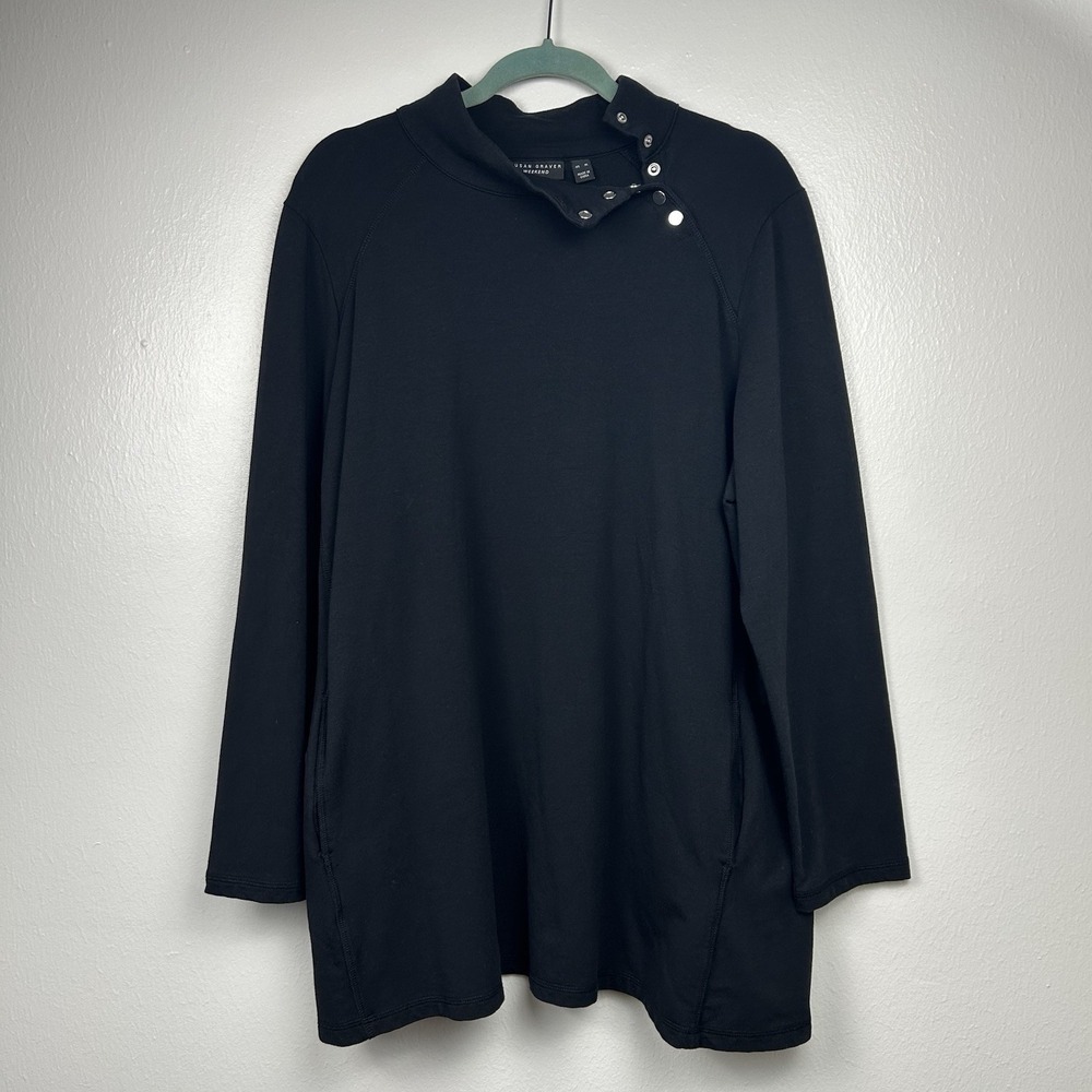 Susan Graver Weekend Womens Tunic Sweater XL Mock Neck Cozy Cotton Modal